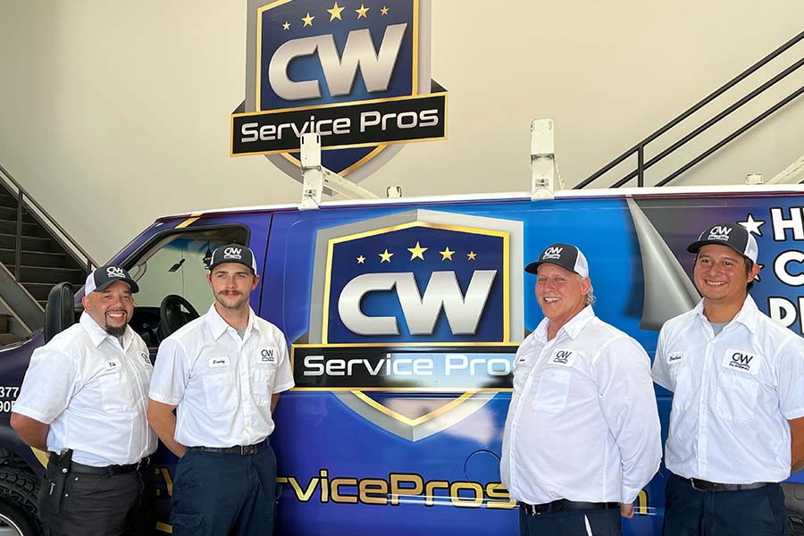 CW Service Pros plumbers and HVAC technicians team photo