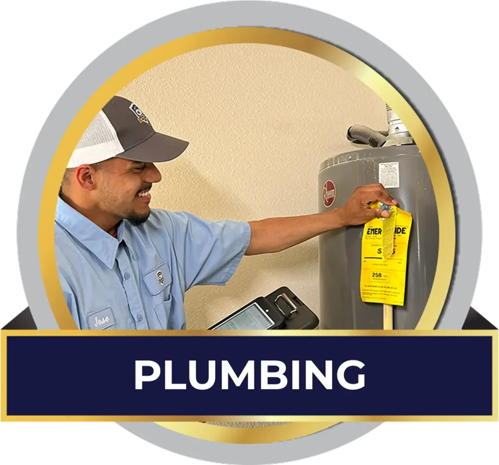 Plumber doing water heater plumbing repair